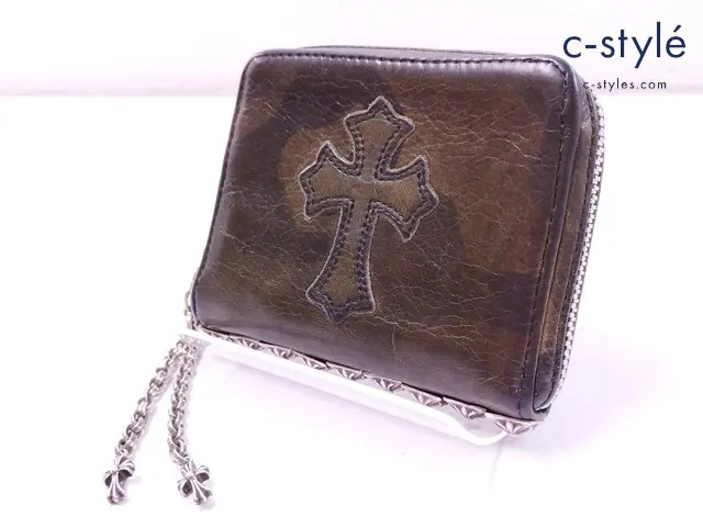 CHROME HEARTS クロムハーツ ウォレット 財布 3サイドジップ スタッズ カモ柄 カーキ系 925