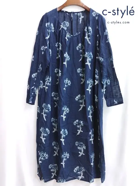 45R フォーティファイブアール ワンピース 0 ネイビー 7035038 長袖 綿100 日本製