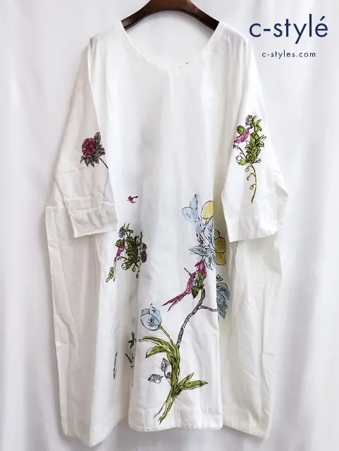 45R フォーティファイブアール ワンピース 0 ホワイト花柄 7035030 長袖 綿100 日本製