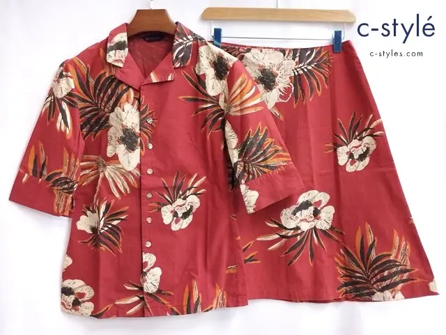 R by 45rpm シャツ スカート セットアップ 1 レンガ色 花柄 綿100 日本製