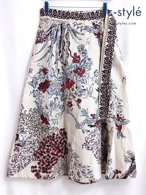 45R フォーティファイブアール スカート 2 マルチカラー 生成 森林総柄 綿70 麻30 日本製