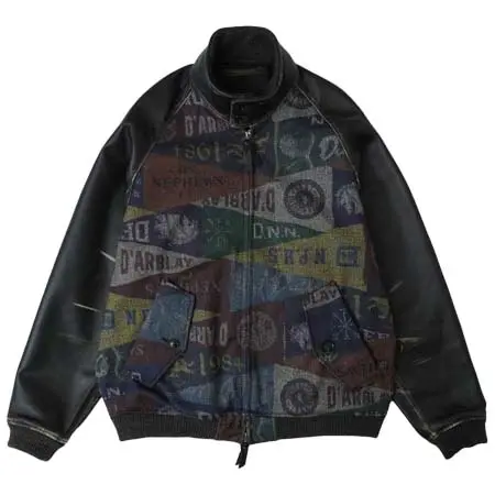 1LDK(ワンエルディーケー) HARRINGTON VARSITY JACKET PENNANT PRINT 1LDK Exclusive[BLACK]