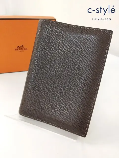 HERMES エルメス 手帳カバー ブラウン フランス製 レザー 文房具