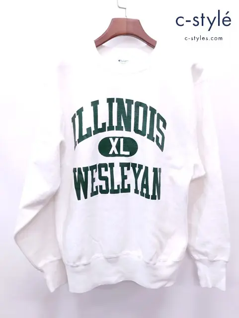 Champion チャンピオン スウェット XL ホワイト Reverse Weave Sweatshirt ILLINOIS WESLEYAN