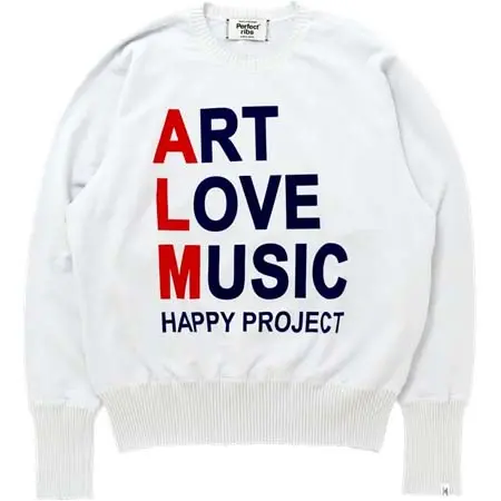 A LOVE MOVEMENT(アラヴムーブメント) “ART LOVE MUSIC” Strange Sleeve Crew Neck Sweat Shirt / Cloud White(スウェットシャツ/クラウドホワイト)