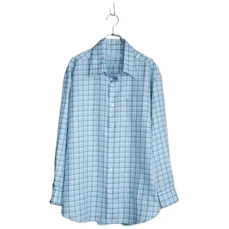 ANSNAM(アンスナム) プレーンシャツ(Bonfanti Tessuti/Blue×Green Check Pattern)