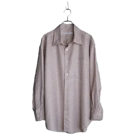 ANSNAM(アンスナム) プレーンシャツ(Bonfanti Tessuti/Brown×White Check Pattern)