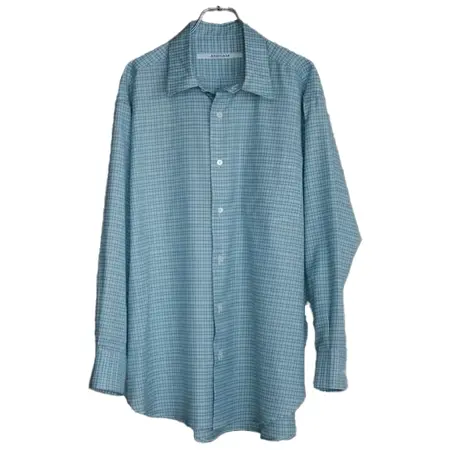 ANSNAM(アンスナム) プレーンシャツ(Bonfanti Tessuti/Green×Blue Check Pattern)