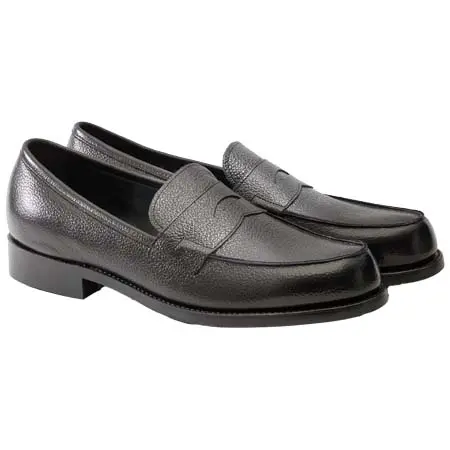 浅草靴誂(アサクサカチョウ) コインローファー エンボスレザー ブラック 56336BL