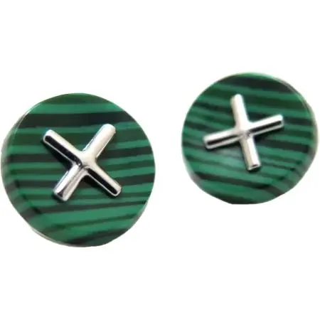 BABETTE WASSERMAN(バベットワッサーマン) ストーンボタンシルバーカフス（マラカイト）（カフスボタン/カフリンクス）