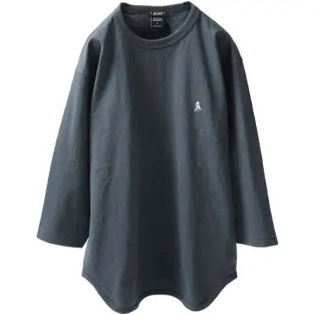 BIAS(バイアス) “BLACK COLLECTION” ダルメシアン ワッペン刺繍 7分袖 ラウンド ベースボール クルーネック Tシャツ