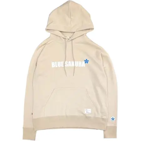 BLUE SAKURA(ブルーサクラ) CLASSIC VINTAGE HOODIE “BLUE SAKURA LOGO” / BEIGE