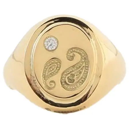 bunney(バニー) [別注]18カラットイエローゴールド＋ダイヤモンド シグネットリング