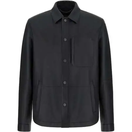 CANALI(カナーリ) Blue nappa leather overshirt