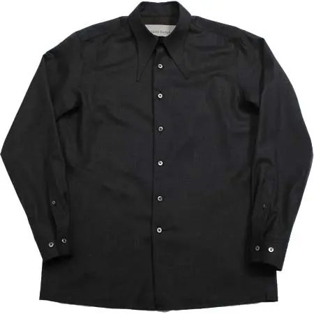 Casely Hayford(ケイスリーヘイフォード) ロングカラーシャツ DILLON サマーウール チャコールグレー