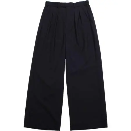 Casely Hayford(ケイスリーヘイフォード) ワイドプリーツパンツ MINTON 2インプリーツ トロピカル バックシャーリング ネイビー