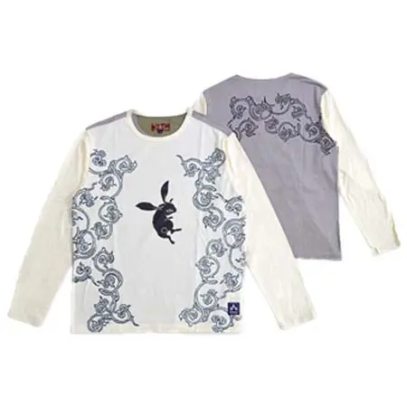 CHIKIRIYA(チキリヤ) 配色長袖Tシャツ「浪唐草兎」