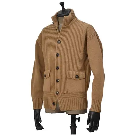 DOPPIAA(ドッピアアー) スタンドカラーニットブルゾン AALMARO X5301 18 CAMMELLO ウール ナイロン キャメル