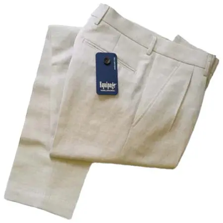 Equipage(エキパージュ) コットンリネンヘリンボーンタックパンツ