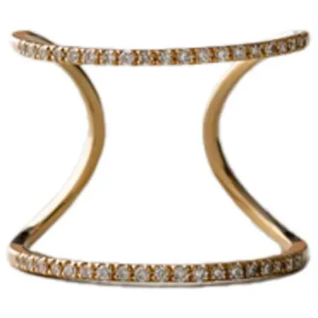 ete(エテ) K18YG パーティクル ダブルライン リング