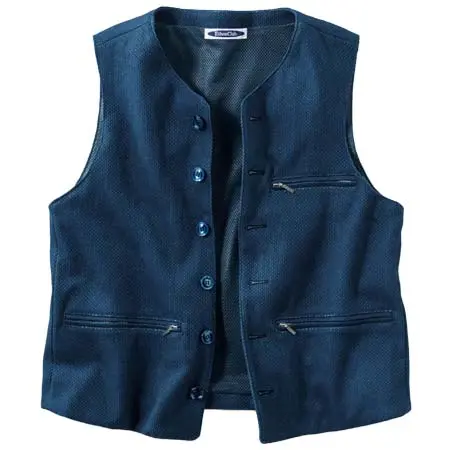 ETHOS CLUB(エストクラブ) 刺し子織インディゴベスト