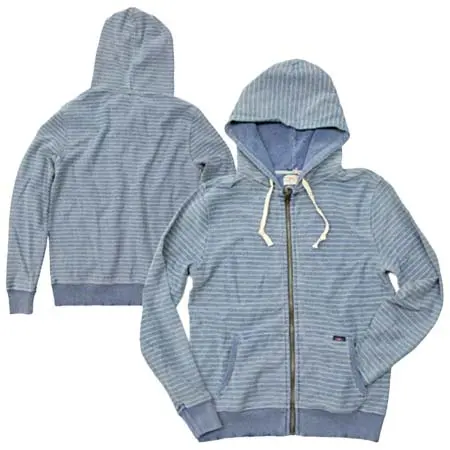 Faherty Brand(ファリティブランド) RINCON FULL-ZIP HOODY フルジップパーカー ミディアムウォッシュ ストライプ km3554