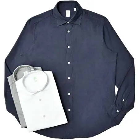 Finamore(フィナモレ) LUIGIルイジ/BALIバーリ ウォッシュドコットンライトネルワイドカラーシャツ A4000