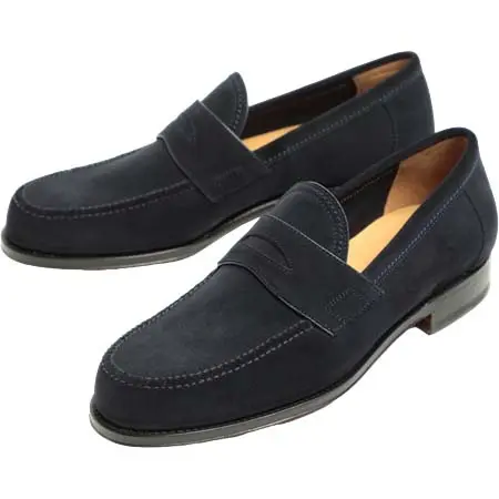 F.LLI Giacometti(フラテッリジャコメッティ) スエード レザーホールカット スーパーバック コイン ローファー