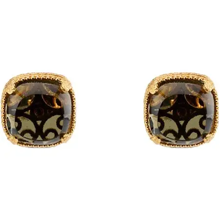 Folli Follie(フォリフォリ) On and On ladies gold plated stud earrings with medium square synthetic stone