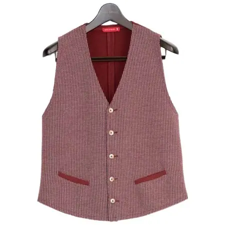 GUIDO DI RICCIO(グイードディリッチョ) 千鳥柄×レッド 切り替えニット ベスト
