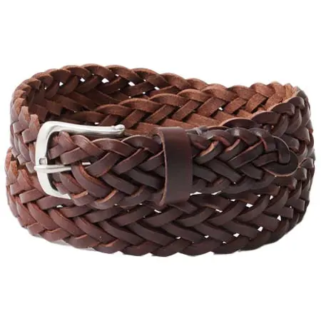 HALCYON BELT COMPANY(ハルシオンベルトカンパニー) 8PLAIT PEWTER BUCKLE – MID BROWN