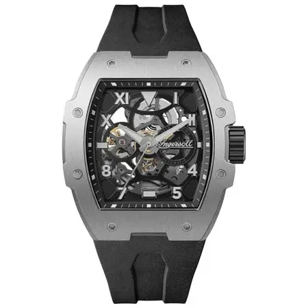 Ingersoll(インガソール) インガソール ザ プレイ オートマチックウォッチ ブラックスケルトンダイヤル ブラックPUストラップ