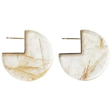 januka(ヤヌカ) SLICE EARRING ルチルクォーツ［K10yG/K18YG］ピアス