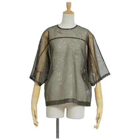 JUN OKAMOTO(ジュンオカモト) プラネタリウムみたいなブラウス | TOP-33357_KHAKI