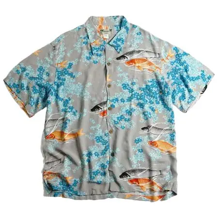 KAMEHAMEHA(カメハメハ) レーヨン アロハシャツ 鯉柄 ハワイ製 kh-a095