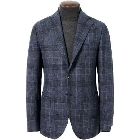 LUIGI BORRELLI(ルイジボレッリ) ウールライトツイードチェック3Bジャケット