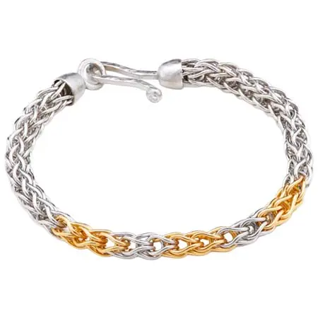 MALCOLM BETTS(マルコムベッツ) Platinum and Gold Woven Chain Bracelet