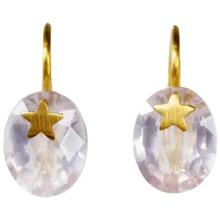 MARIE-HELENE DE TAILLAC(マリーエレーヌ ドゥ タイヤック) ローズクォーツ “プレシャス・スター・ジェム” ピアス ROSE