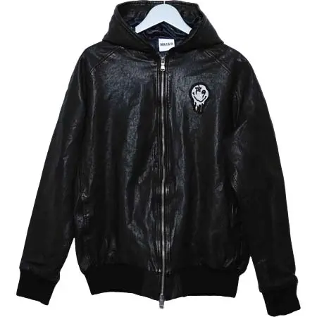 maxsix(マックスシックス) LEATHER HOODED JACKET BLACK