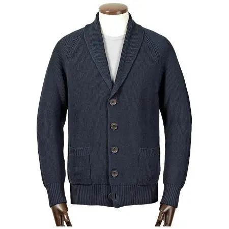 MC GEORGE(マックジョージ) コットンローゲージリブ編みショールカラーニットカーディガン