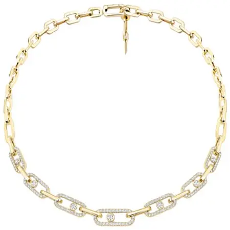 MESSIKA(メシカ) 《ムーヴ リンク》パヴェ イエローゴールド ダイヤモンド ネックレス