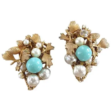 MIRIAM HASKELL(ミリアムハスケル) バロックパールとターコイズのイヤリング