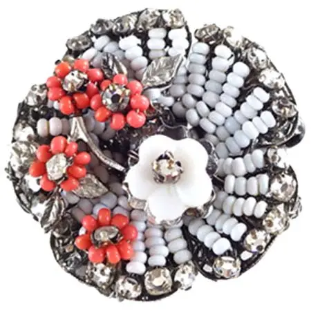 MIRIAM HASKELL(ミリアムハスケル)  ホワイト＆オレンジのフラワーブローチ