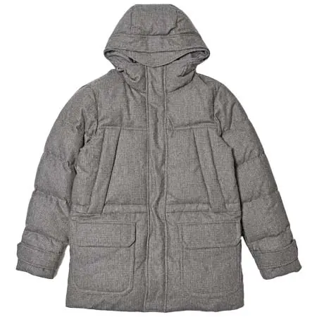 MONTEDORO(モンテドーロ) ウールサキソニーハウンドトゥースN-3Bタイプダウンフーディーコート