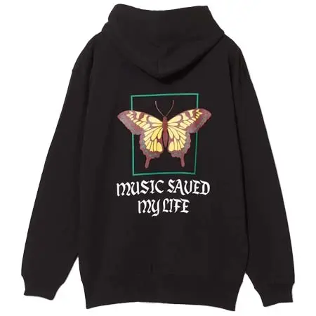 MUSIC SAVED MY LIFE(ミュージックセイブドマイライフ) OVERSIZED BATTERFLY GRAPHIC HOODIE