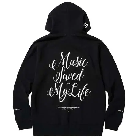 MUSIC SAVED MY LIFE(ミュージックセイブドマイライフ) BACK CURSIVE HOODIE