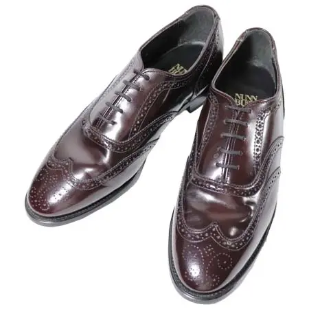 Nunn Bush(ナンブッシュ) フルブローグシューズ US10.5 D ガラスレザー バーガンディ DEAD STOCK 80s~90s