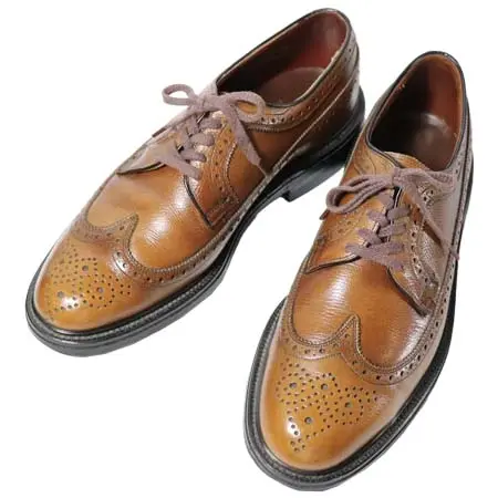 Nunn Bush(ナンブッシュ) ロングウイングチップシューズ US8 D シボ革 ライトブラウン 70s~80s