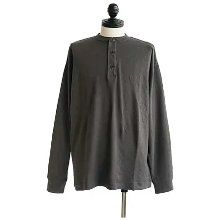 Phlannel(フランネル) コットンウールヘンリーネックロングスリーブシャツ