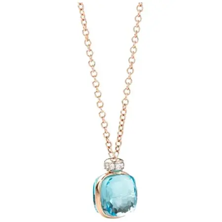 Poiray(ポアレ) 「ポメラート」ネックレス〈K18RG、K18WG、スカイブルートパーズ、ダイヤモンド〉42cm